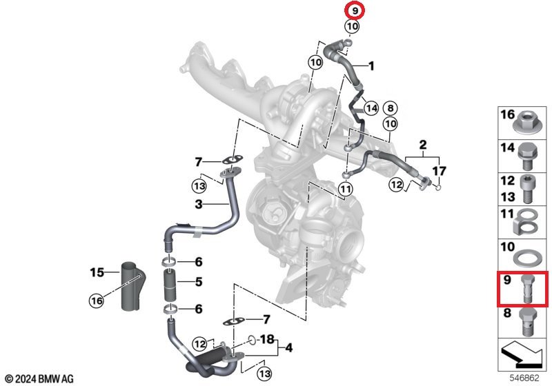 OE BMW Śruba drążona M10x1x30 - obrazek 2