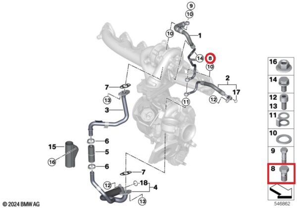 OE BMW Śruba drążona m10x1x30 - obrazek 2