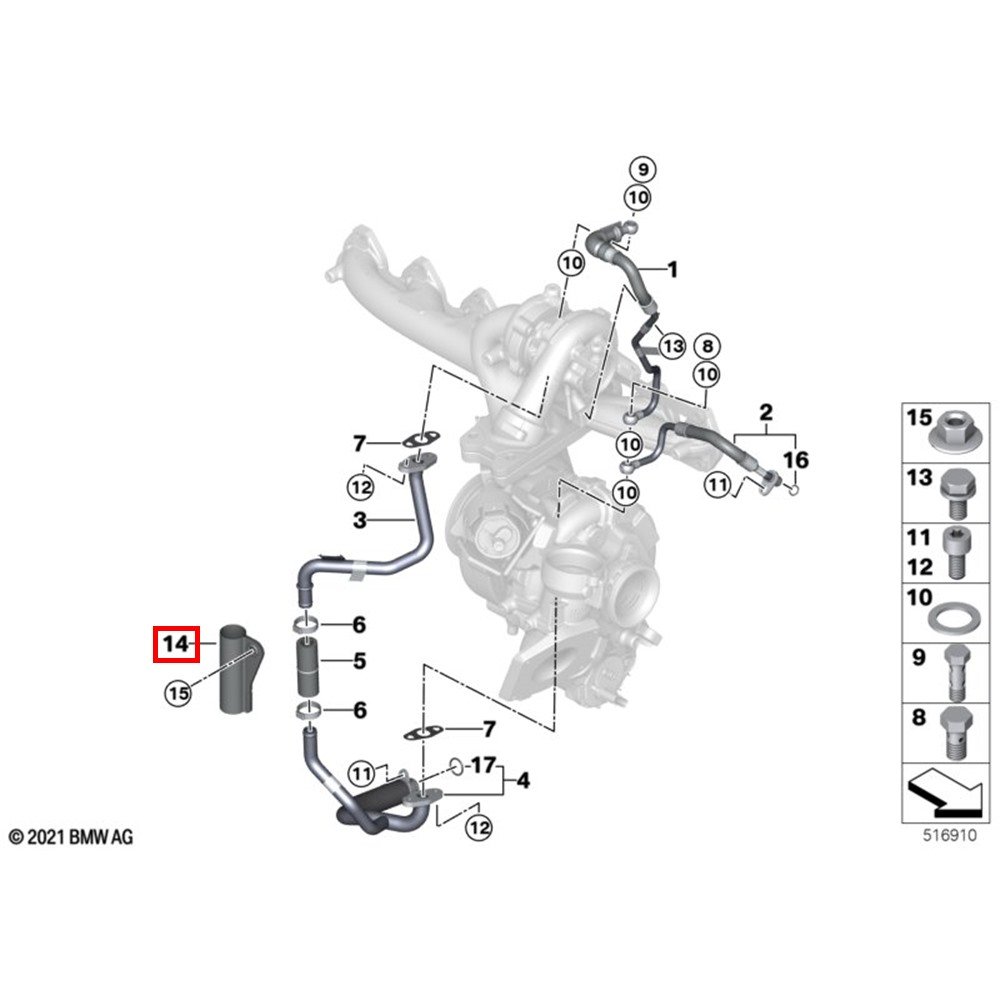 Schemat ETK BMW z zaznaczoną pozycją 14 – mata termoizolacyjna 11427925675
