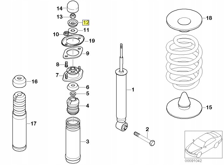 OE BMW E46 Z3 Z4 E85 E86 E89 Podkładka płytka amortyzatora - obrazek 2
