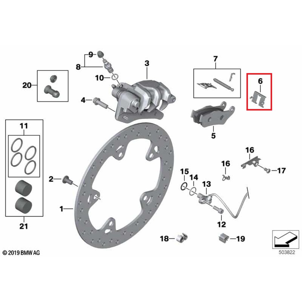 OE BMW Motorrad K21 K25 K26 K40 K43 K44 Płyta mocująca klocki hamulcowe 34217663749