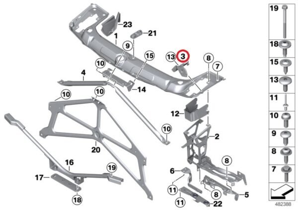 BMW F20 F21 F22 F23 F87 M2 Uchwyt ślizg reflektora prawy - obrazek 2