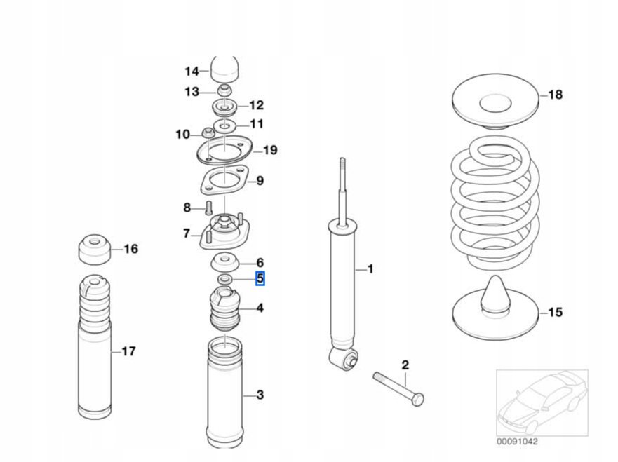 OE BMW E36 E46 Z3 Z4 E85 E86 Podkładka amortyzatora 10x16 33526779398 - obrazek 2