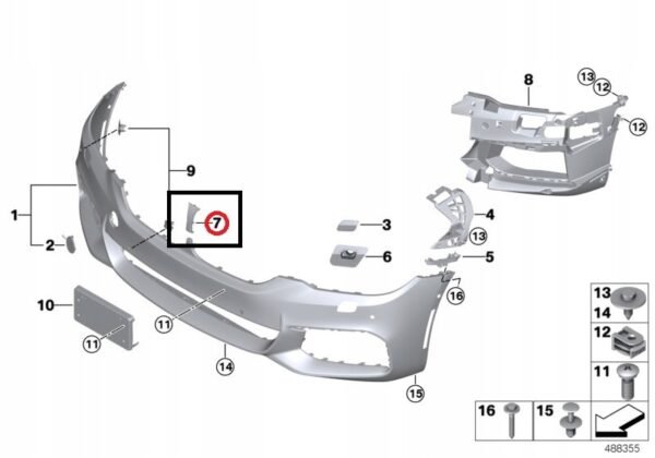 OE BMW G30 G31 Zaślepka osłona nerek wlotu - obrazek 3