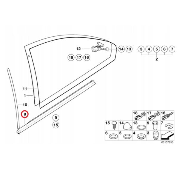 OE BMW E46 Coupe Listwa uszczelka szyby bocznej lewej Shadow-line - obrazek 6