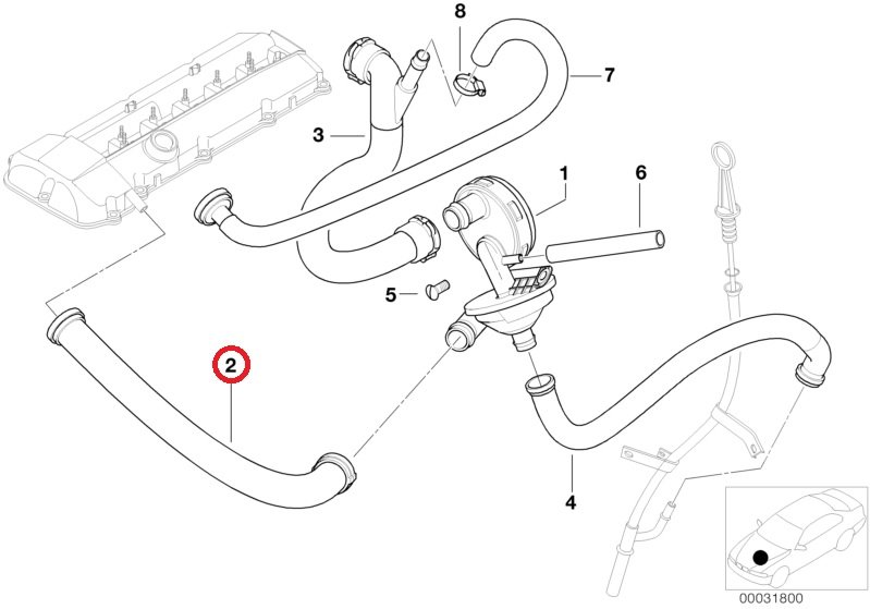 OE BMW E39 E46 E60 X3 X5 M52 M54 Przewód odpowietrzający odmy - obrazek 2