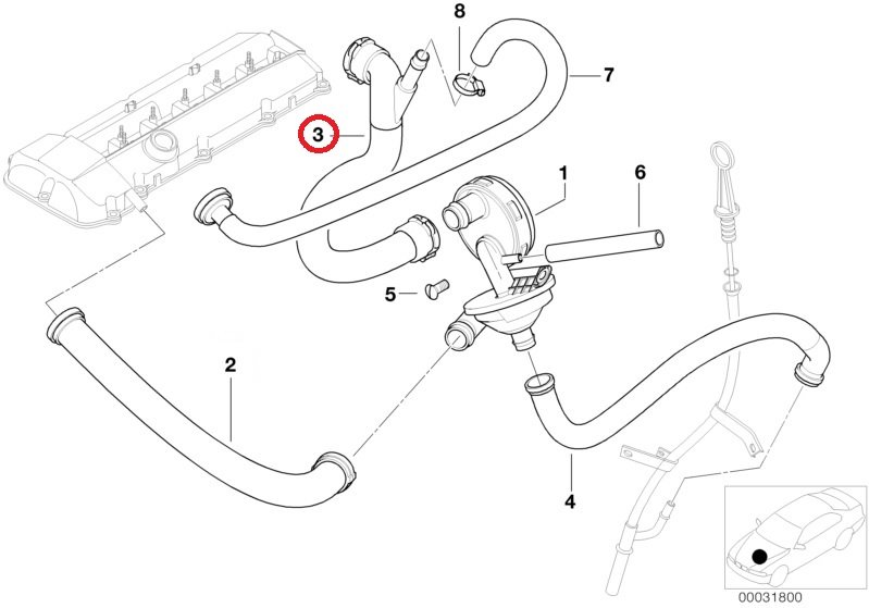 OE BMW E39 E46 E60 X3 X5 M52 M54 Przewód odpowietrzający odmy 11617533399 - obrazek 3
