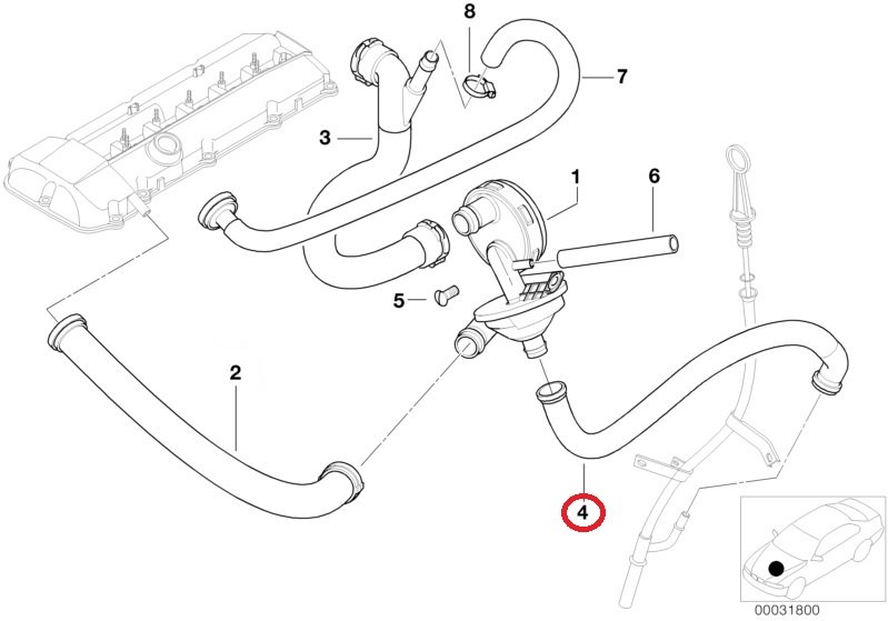 OE BMW E39 E46 E60 X3 X5 M52 M54 Przewód odpowietrzający odmy 11157532629 - obrazek 2