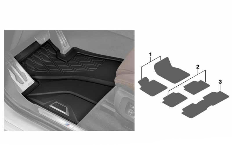 OE BMW G07 X7 Oryginalne gumowe dywaniki przód + środkowe + tył 3 rząd - obrazek 2