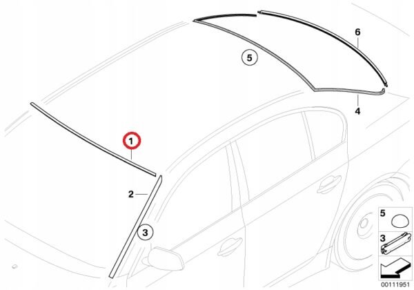 BMW E60 E61 Uszczelka górna szyby przedniej - obrazek 2