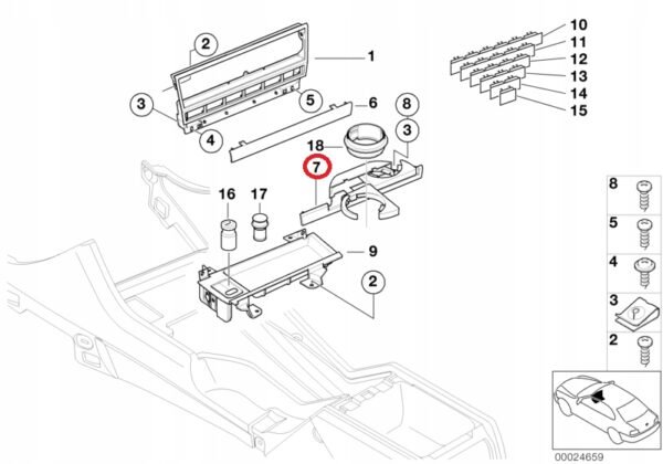 OE BMW E39 Uchwyt na kubki napoje cup holder - obrazek 4