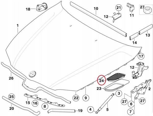 OE BMW M3 E90 E92 E93 Kratka ozdobna maski prawa - obrazek 3