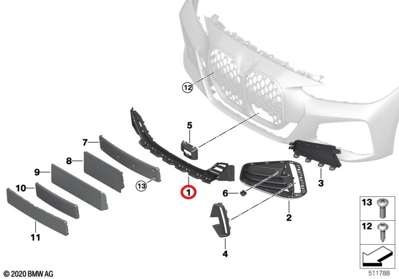 OE BMW G22 G23 Kratka dolna środkowa zderzaka M-pakiet - obrazek 3