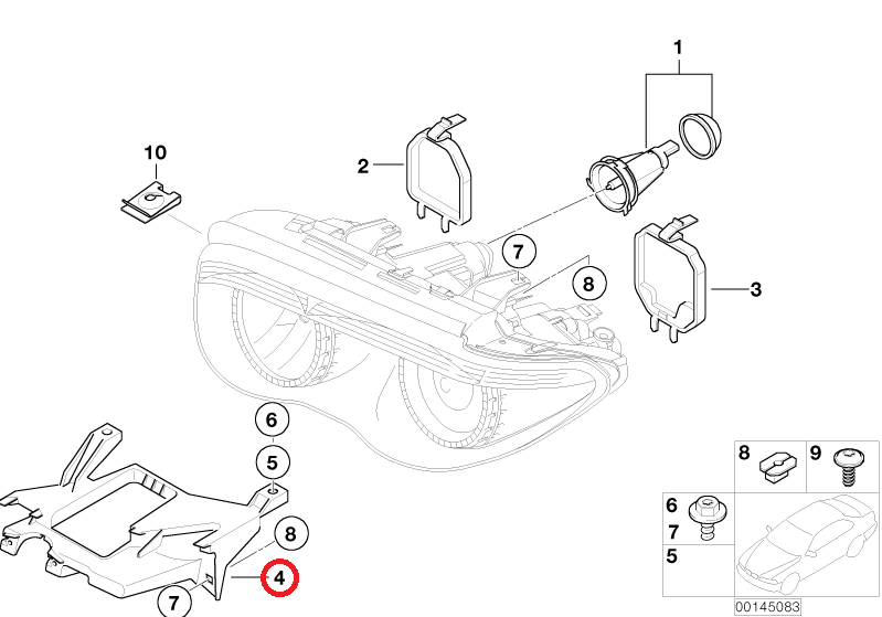 OE BMW E65 E66 PreLCi Ślizg reflektora lewy przód 63126917315 - obrazek 3
