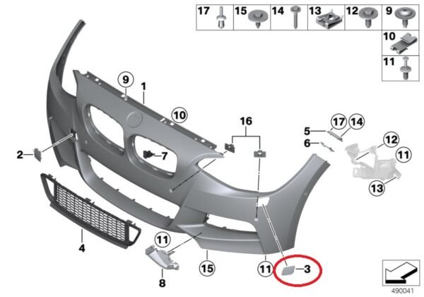OE BMW F20 F21 F22 Osłona dyszy spryskiwacza lampy lewa - obrazek 2