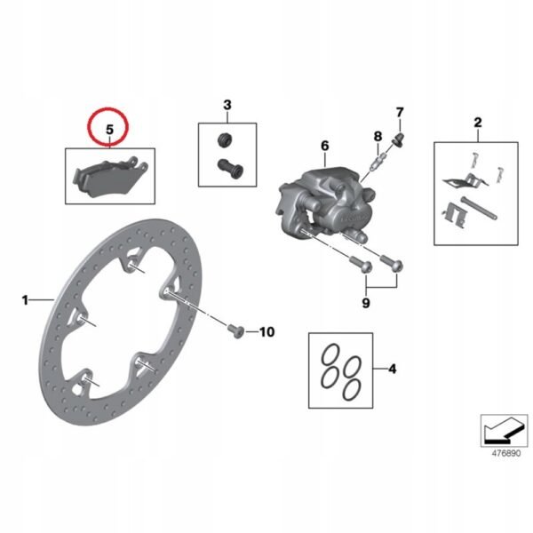 OE BMW Motorrad K50 K51 K52 K53 K54 R1200 R1250 Klocki hamulcowe tył - obrazek 2