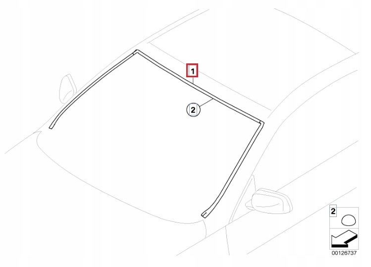 OE BMW E63 E64 Górna uszczelka szyby przedniej 51317008911 - obrazek 2