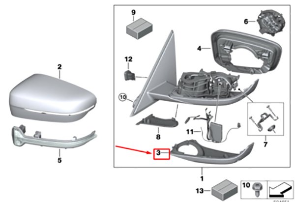 OE BMW G20 G21 G23 G26 G42 Dolna obudowa lusterka lewego - obrazek 3