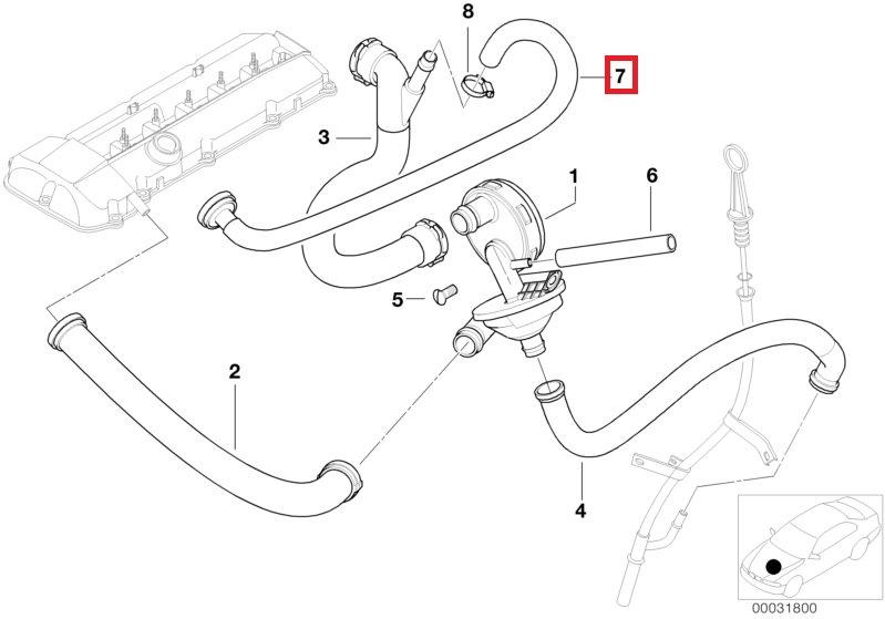 OE BMW E39 E46 E60 X3 X5 M52 M54 Przewód odpowietrzający odmy 11617504536 - obrazek 2