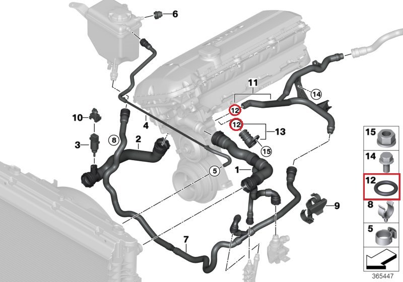 OE BMW E39 E46 E60 M52/M54 O-Ring 11531435808 – uszczelka układu chłodzenia - obrazek 2