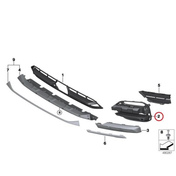 OE BMW X3 G01 G08 Kratka zderzaka przednia lewa pod PDC - obrazek 2