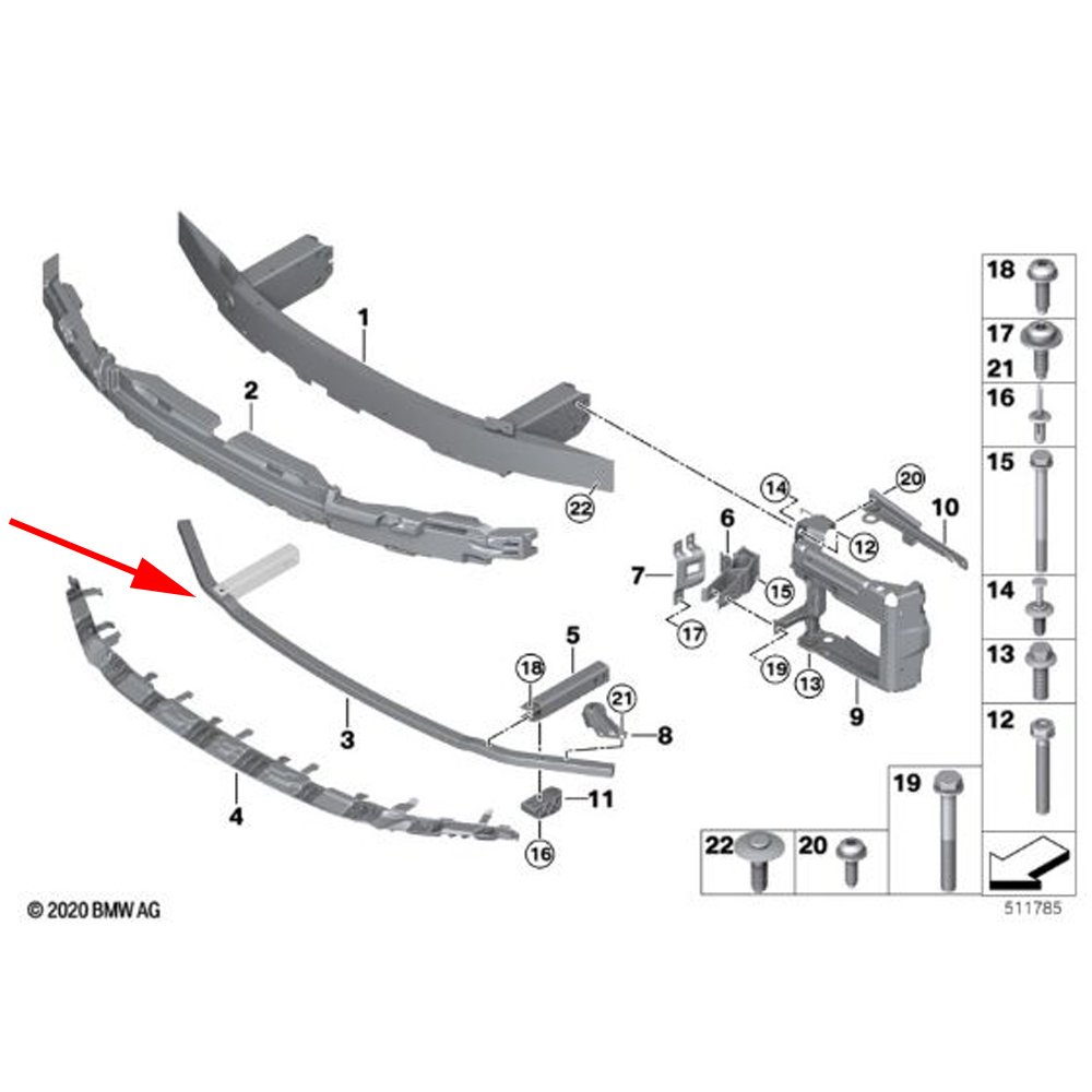 OE BMW G22 G23 Belka dolna wzmocnienie wspornik zderzaka