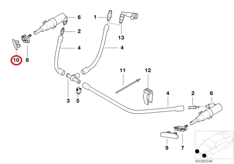 OE BMW E46 Coupe Zaślepka osłona dyszy spryskiwacza reflektora prawy - obrazek 3