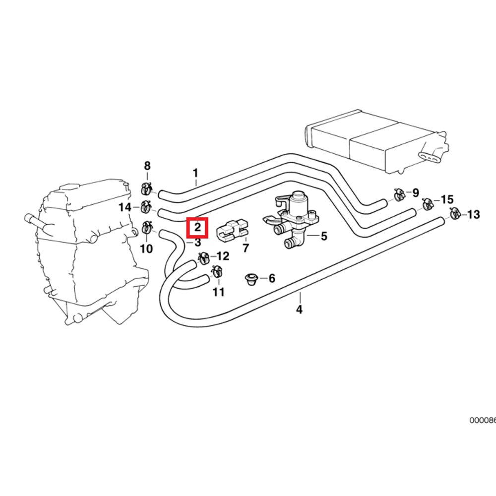 OE BMW E36 316i Przewód wodny powrotny 64211387010 - obrazek 2