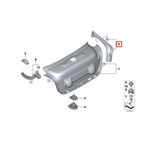OE BMW G30 LCI Rynienki odwadniające odpływy wody lamp tylnych - obrazek 2