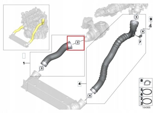 BMW E60 E90 F10 F20 G30 N47 Uszczelka intercoolera - obrazek 2