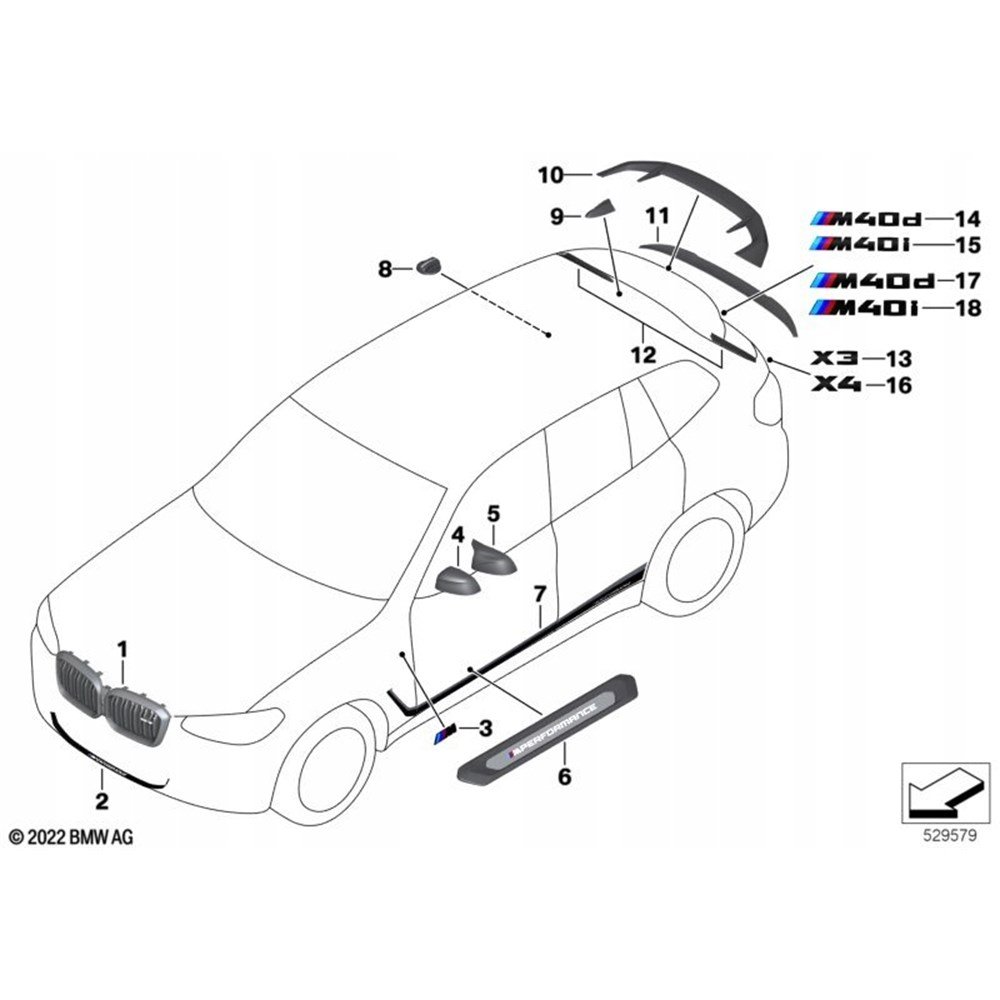 OE BMW G02 X4 Emblemat czarny M Performance M40d - obrazek 3