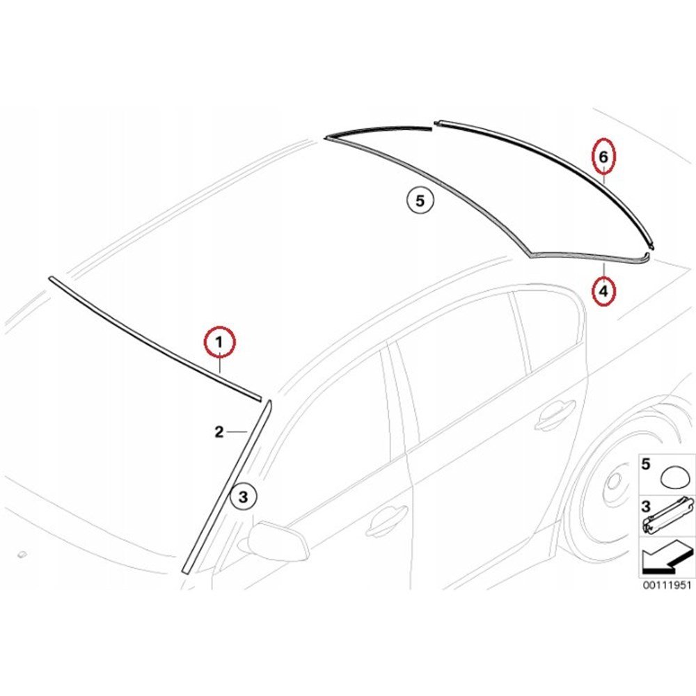OE BMW 5 E60 Uszczelka szyby tył + przód - obrazek 3