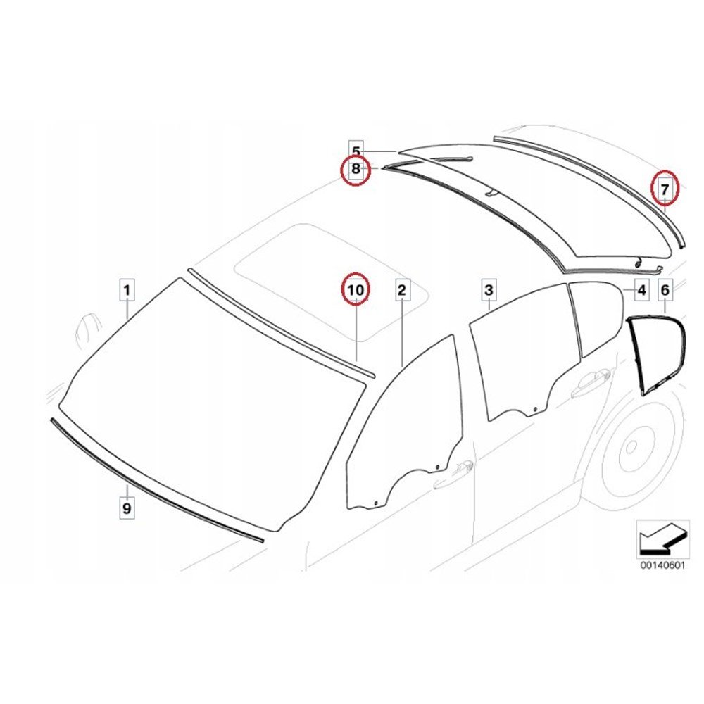 OE BMW 3 E90 Uszczelka szyby przód + tył - obrazek 3