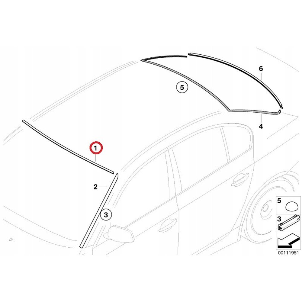 BMW E60 E61 Uszczelka górna szyby przedniej - obrazek 2